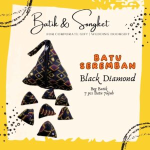Batu Seremban Songket Handmade (1 Bag+7pcs Batu) - Black Diamond (BB18)